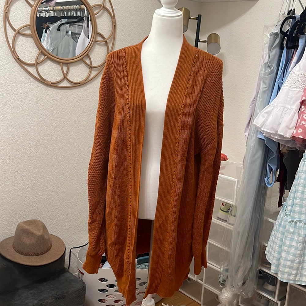 BP Open Stitch Burnt Orange Cardigan